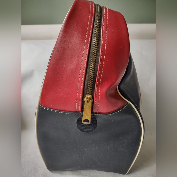 Vintage Clark "Naugahyde" Red Black Bowling Ball Bag Mid Century Chicago Retro - Picture 6 of 13